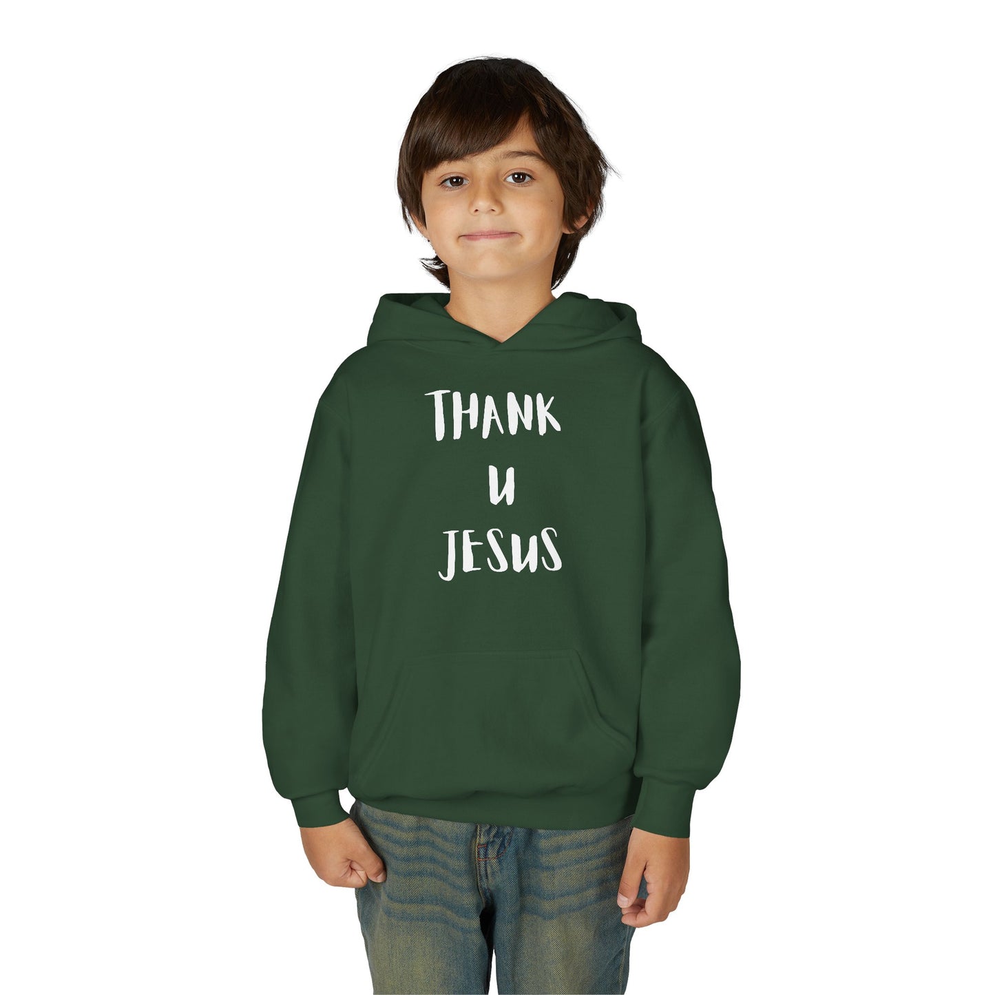 Thank you Jesus, John 3:16 Youth Heavy Blend Hooded Sweatshirt, Thank U Jesus Faith Hoodie, Christian Youth Apparel, Religious Gift for Teens, John 3:16 Inspired