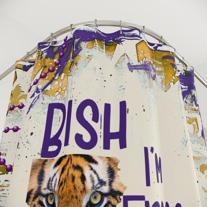 Colorful Shower Curtain with Tiger Design, I'm From Louisiana, Tiger pride in your bathroom!