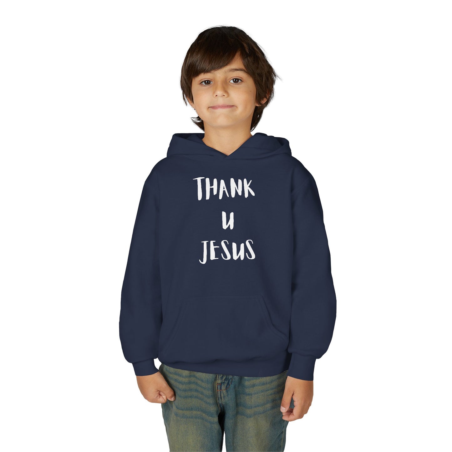 Thank you Jesus, John 3:16 Youth Heavy Blend Hooded Sweatshirt, Thank U Jesus Faith Hoodie, Christian Youth Apparel, Religious Gift for Teens, John 3:16 Inspired