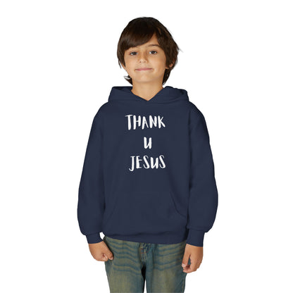 Thank you Jesus, John 3:16 Youth Heavy Blend Hooded Sweatshirt, Thank U Jesus Faith Hoodie, Christian Youth Apparel, Religious Gift for Teens, John 3:16 Inspired