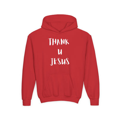 Thank you Jesus, John 3:16 Youth Heavy Blend Hooded Sweatshirt, Thank U Jesus Faith Hoodie, Christian Youth Apparel, Religious Gift for Teens, John 3:16 Inspired