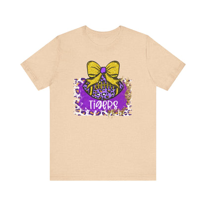 Tigers, Football, Animal Print, Glitter Bow, unisex tshirt tee