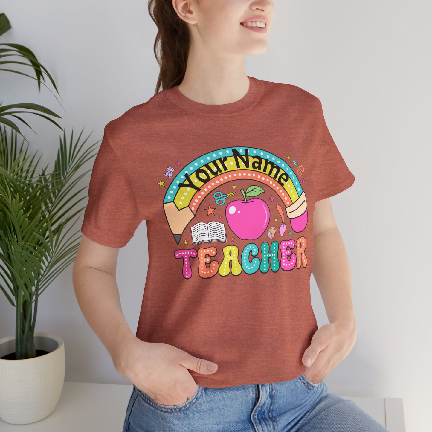 Personalized Teacher T-Shirt, Cute Teacher Gift, Back to School Shirt, Apparel, Custom Name Tee