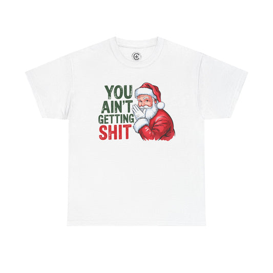 Funny Christmas Tee - Unisex Heavy Cotton Shirt - Holiday Humor, Gift for Grumpy Friends, Santa Design, Casual Wear, Christmas Party