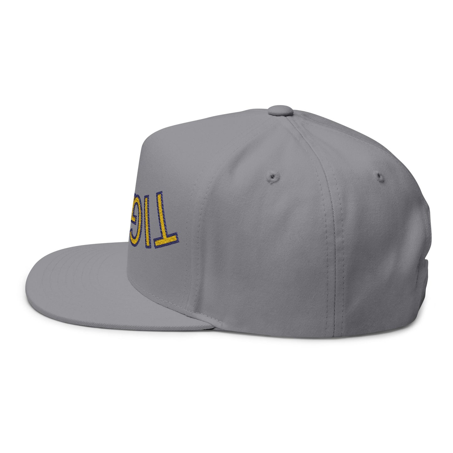 Tigers Embroidered Flat Bill Cap with 'TIGERS' Design, Trendy Snapback Hat, Sports Fan Gear, Casual Wear, Unique Gift for Him/Her