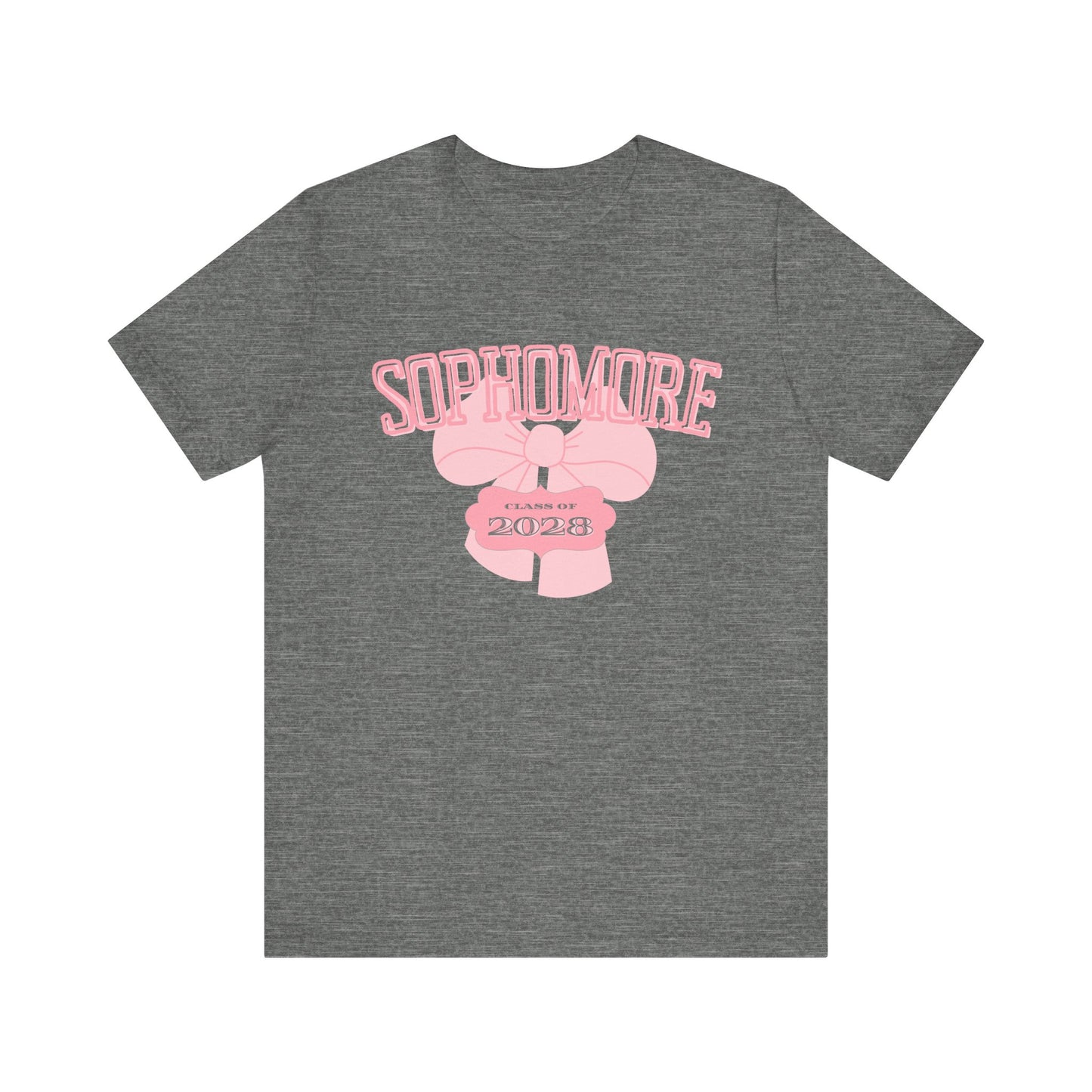 Sophomore Class of 2028 Bow Graphic Bella Canvas Tee, Cute College Shirt, Unisex Short Sleeve Top, Gift for Students, High School Graduation Apparel