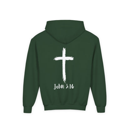Thank you Jesus, John 3:16 Youth Heavy Blend Hooded Sweatshirt, Thank U Jesus Faith Hoodie, Christian Youth Apparel, Religious Gift for Teens, John 3:16 Inspired