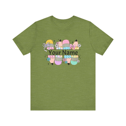 Personalized Back to School Pencil with your name design, on a bella canvas shirt