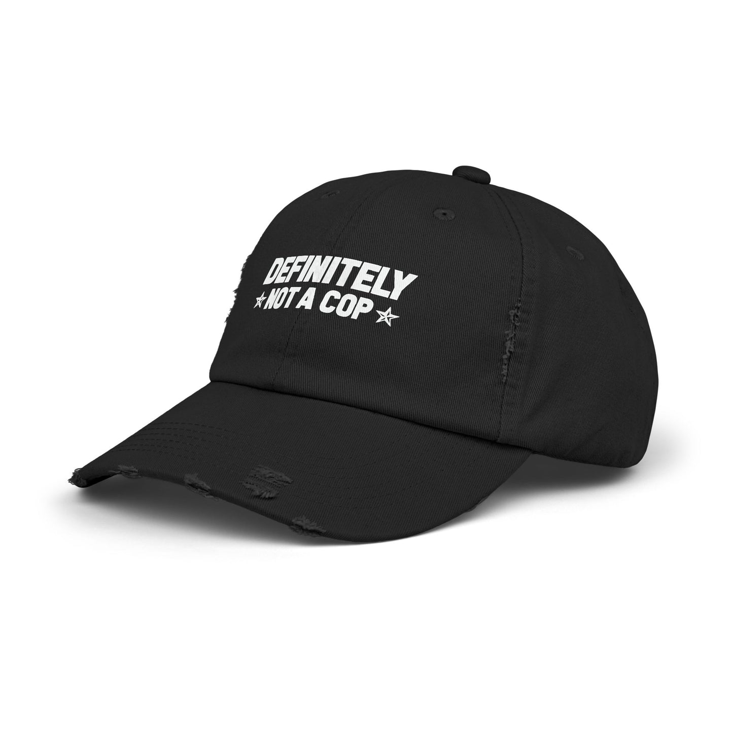 Definitely NOT a cop, Unisex Distressed Cap, Funny Hat, Casual Gift, Everyday Wear, Cool Accessory, Adjustable Cap