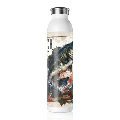 Fishing Slim Water Bottle, Outdoor Hydration, Catch and Release Design, Gift for Anglers, Eco-friendly Water Bottle, Sports Water Bottle