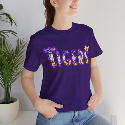 Tigers Graphic Tee, Cute Font, Purple and Gold, LSU, Tigers, Football, Baseball, Team