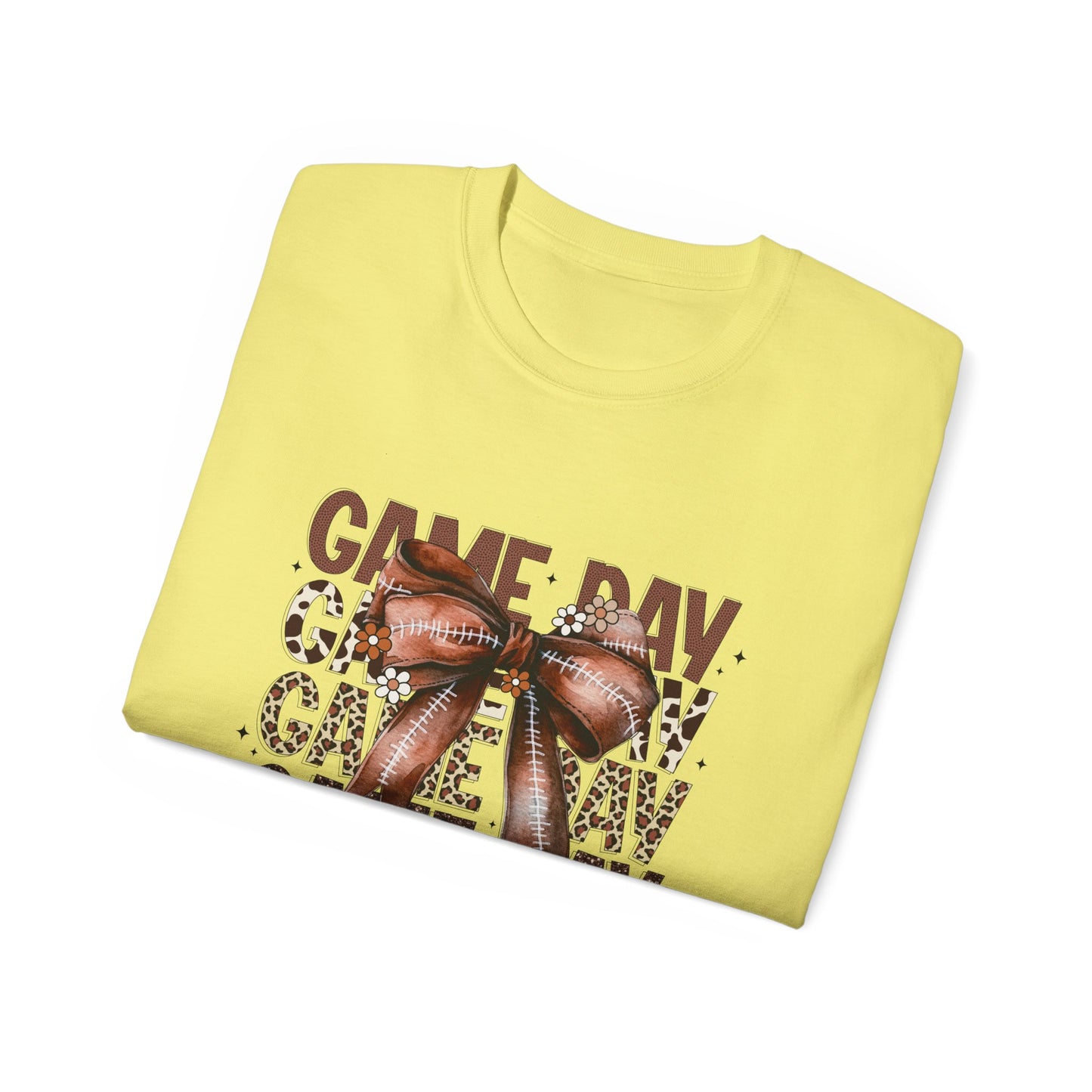 LSU Gold Day, Game Day with a Bow Football Tee, Cute Football T-Shirt, Gift for Sports Lovers, Unique Football Apparel, Casual Everyday Wear
