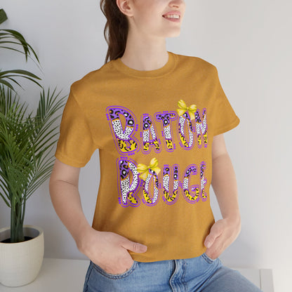 Baton Rouge Graphic Tee, Cute Font, Purple and Gold, LSU, Tigers, Football, Baseball, Team