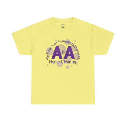 A&A Cleaning Services, Logo, Purple on Gold Crew Neck unisex tshirt, Gildan
