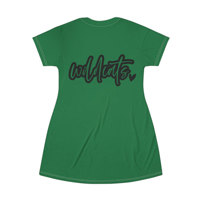 Green, Wildcats T-Shirt Dress - Stylish Casual Wear for Parties, Birthdays, or Everyday Outfits, Comfortable and Fashionable