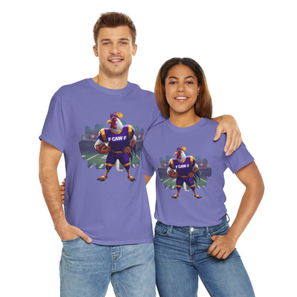 F-CAW-F Football Rooster, Purple and Gold , Sporty Unisex Heavy Cotton Tee