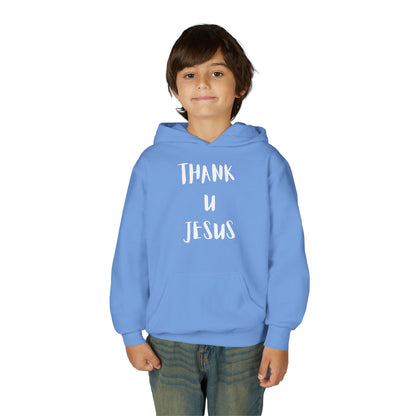 Thank you Jesus, John 3:16 Youth Heavy Blend Hooded Sweatshirt, Thank U Jesus Faith Hoodie, Christian Youth Apparel, Religious Gift for Teens, John 3:16 Inspired