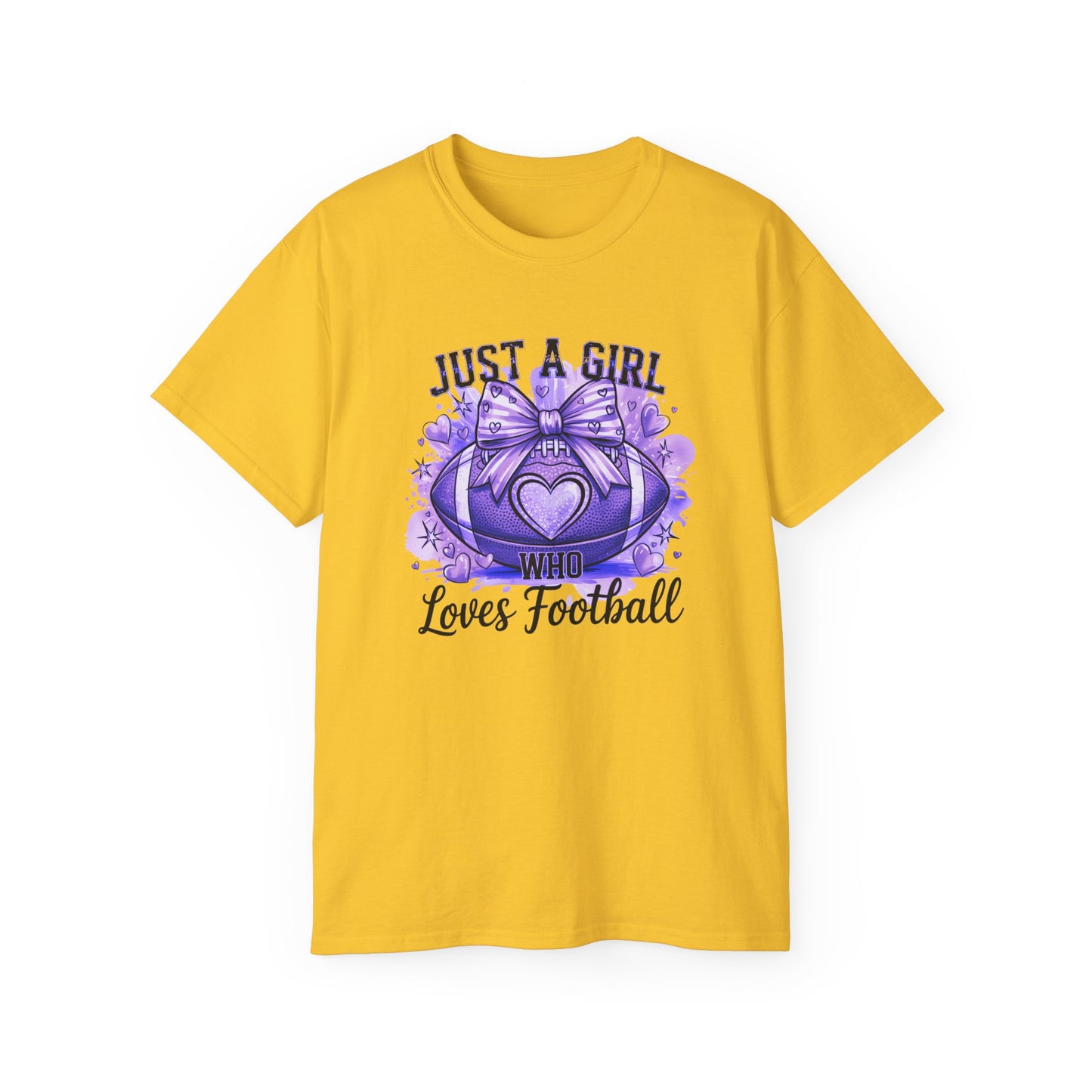 LSU Gold Day, Just a Girl Who Loves Football Tee, Cute Football T-Shirt, Gift for Sports Lovers, Unique Football Apparel, Casual Everyday Wear
