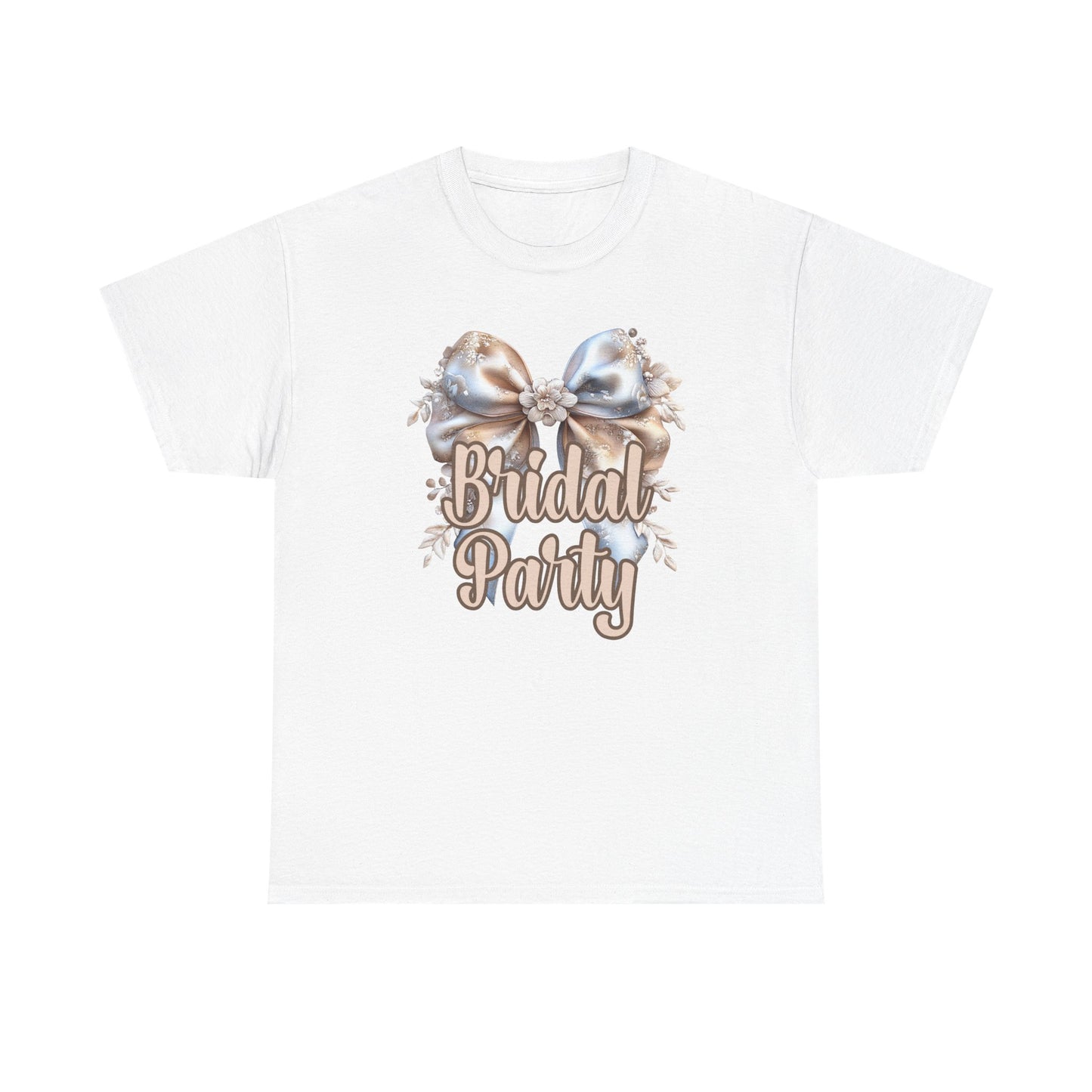 Bridal Party Bow Unisex Heavy Cotton Tee, Wedding Gift, Bridal Shower Tee, Engagement Outfit, Bachelorette Party Apparel