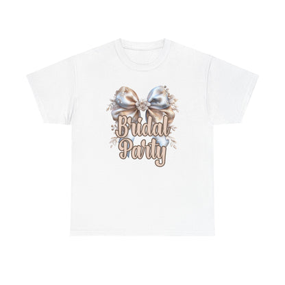 Bridal Party Bow Unisex Heavy Cotton Tee, Wedding Gift, Bridal Shower Tee, Engagement Outfit, Bachelorette Party Apparel