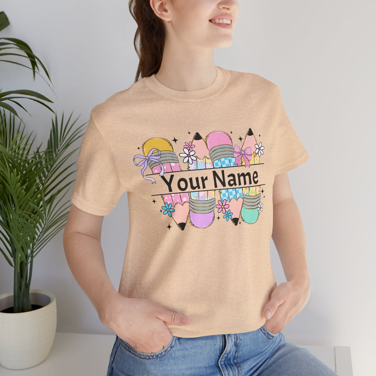 Personalized Back to School Pencil with your name design, on a bella canvas shirt