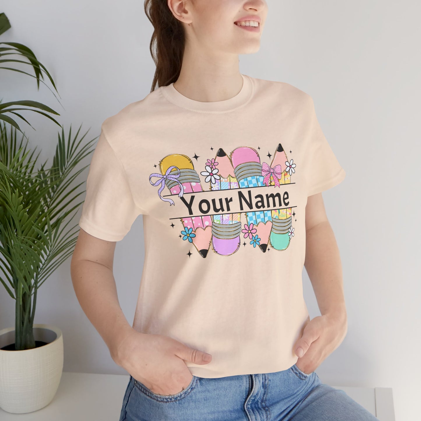 Personalized Back to School Pencil with your name design, on a bella canvas shirt