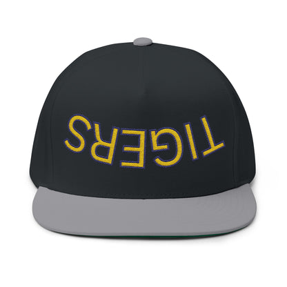 Tigers Embroidered Flat Bill Cap with 'TIGERS' Design, Trendy Snapback Hat, Sports Fan Gear, Casual Wear, Unique Gift for Him/Her