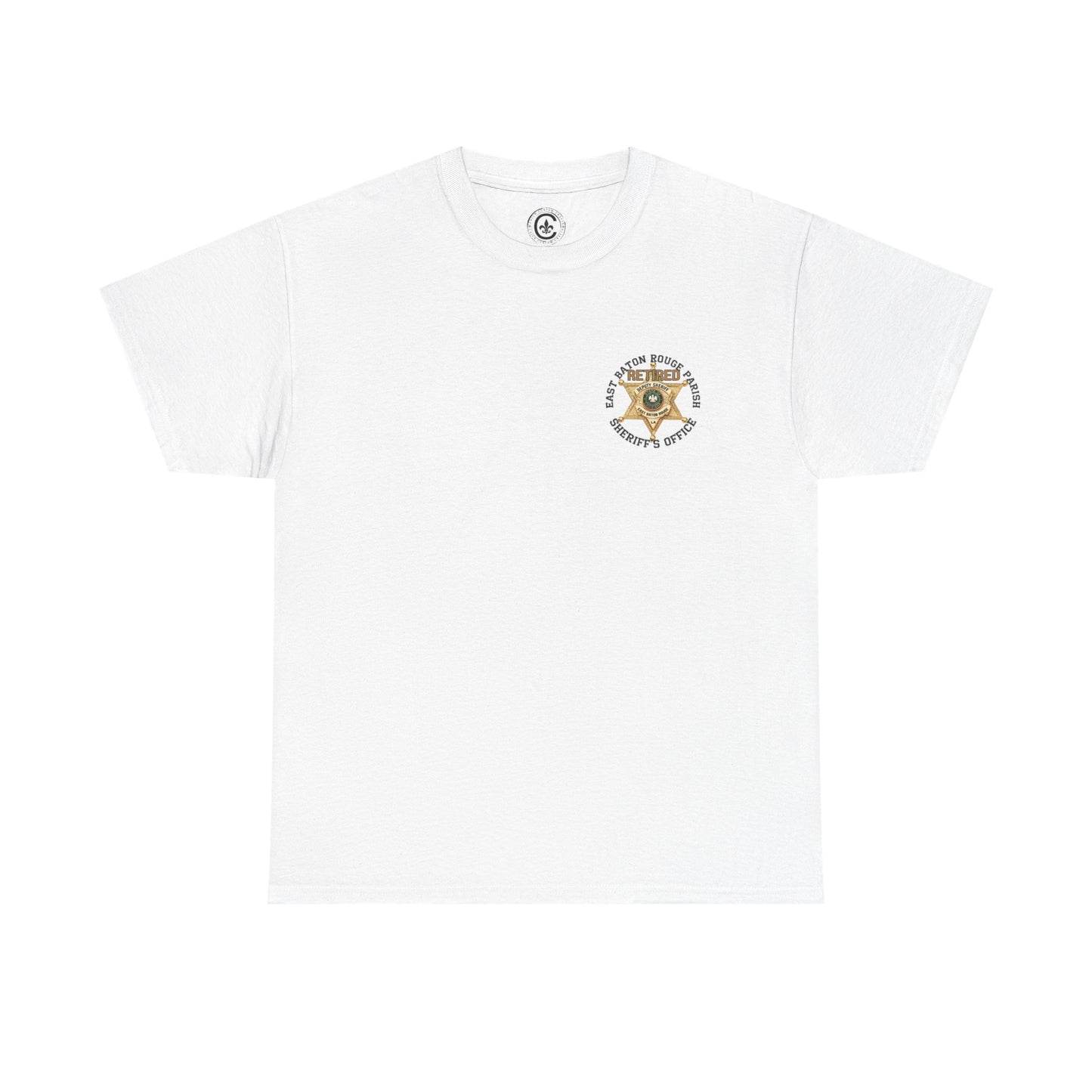 Pocket Front, Design on Back EBRSO Badge Retired Sheriff Heavy Cotton Tee, Unisex Tee, Law Enforcement Gift, Retirement Celebration T-shirt