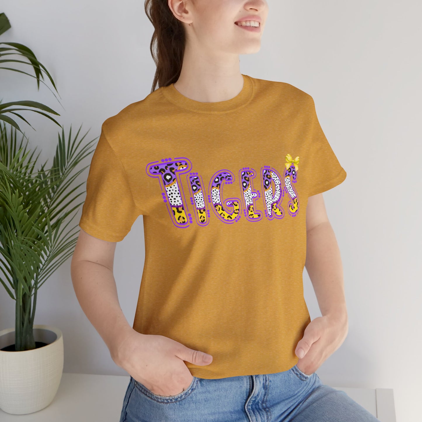 Tigers Graphic Tee, Cute Font, Purple and Gold, LSU, Tigers, Football, Baseball, Team