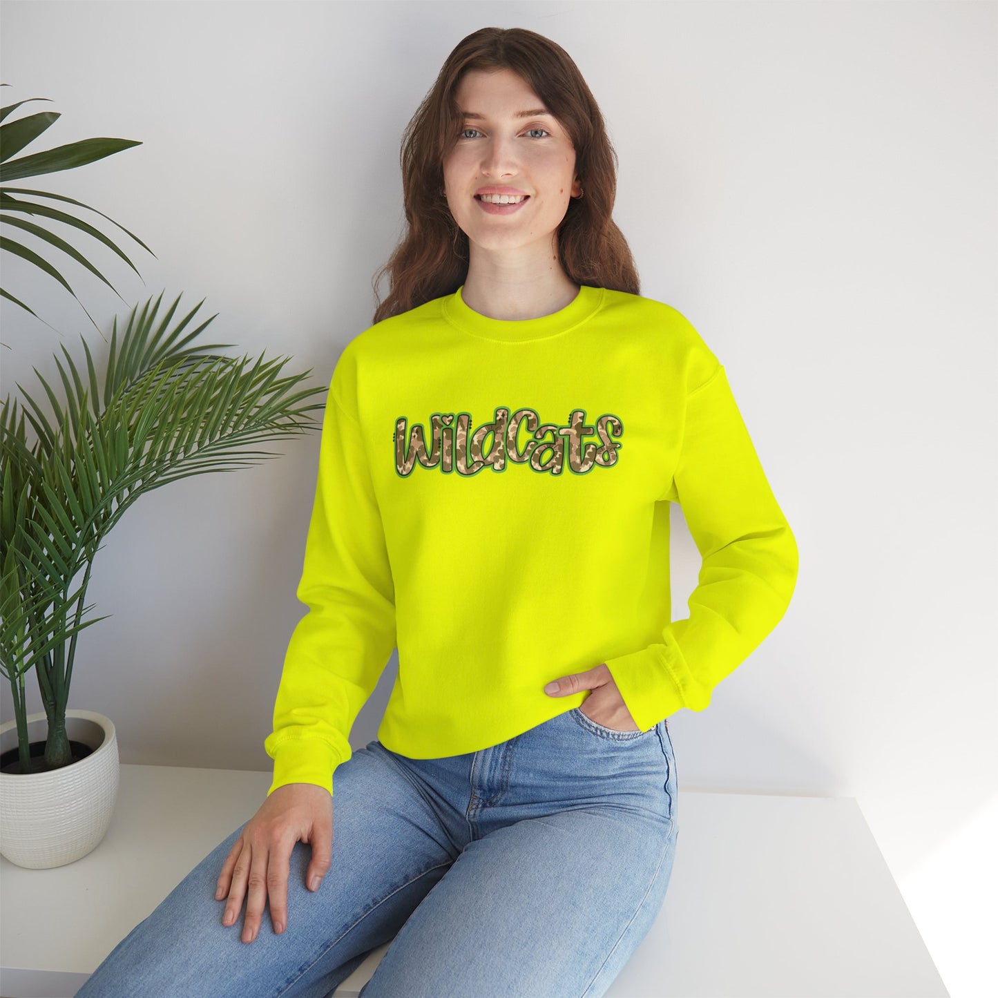 Wildcats Camo Crewneck Sweatshirt, Cozy Unisex Sweatshirt, Perfect Gift for Birthdays, Casual Wear, Wildcat Theme Apparel, Walker, La WHS, WJH