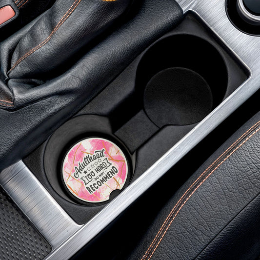 Funny Soapstone Car Coaster - Adulthood Too Hard, do not recommend
