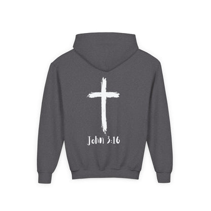 Thank you Jesus, John 3:16 Youth Heavy Blend Hooded Sweatshirt, Thank U Jesus Faith Hoodie, Christian Youth Apparel, Religious Gift for Teens, John 3:16 Inspired