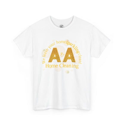 A&A Cleaning Services, Logo, Gold on Purple Crew Neck unisex tshirt, Gildan
