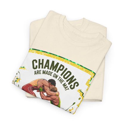 Green and Gold, Wrestling Heavy Cotton Tee, Unisex T-Shirt, Sports Fan Gear, Workout Shirt, Motivational Apparel