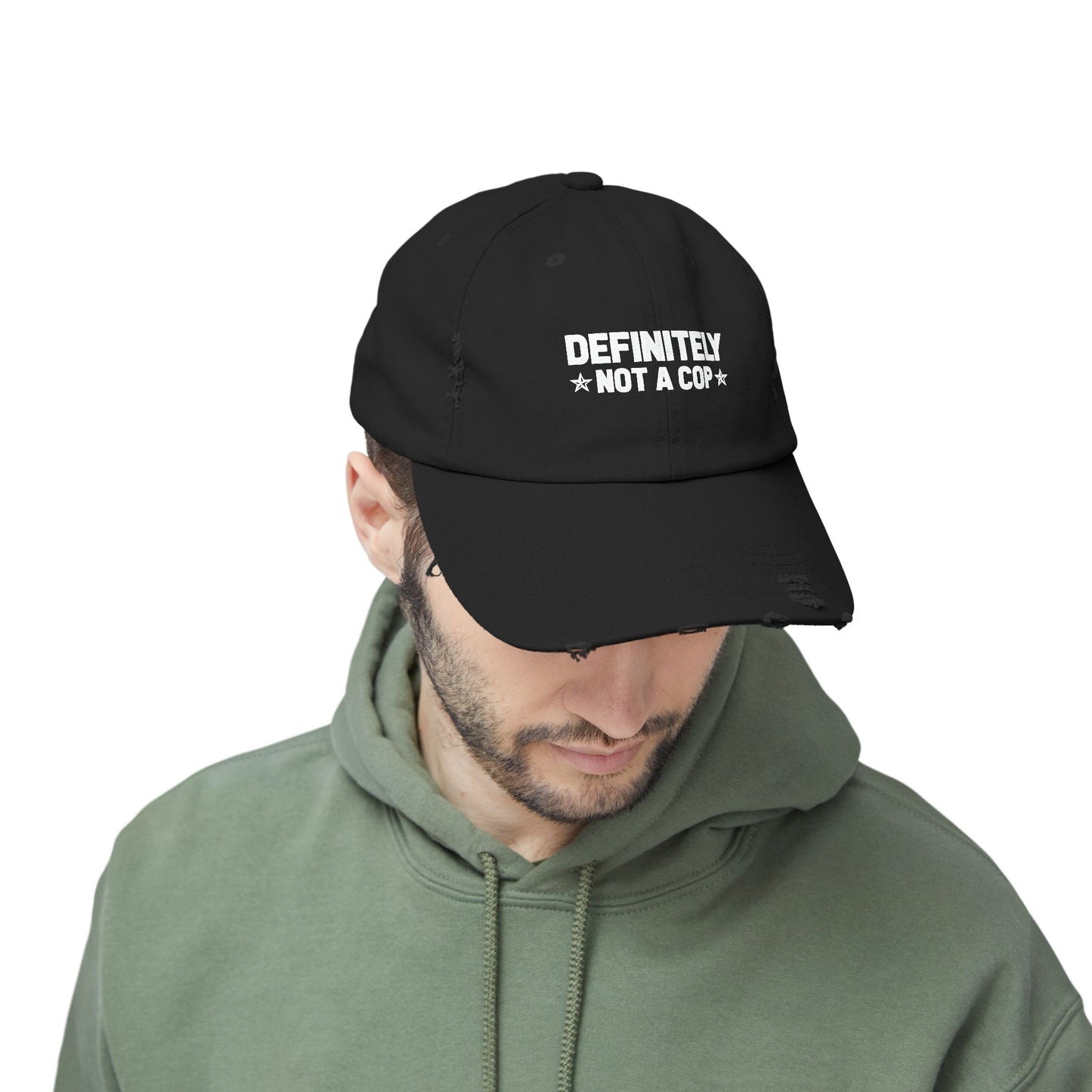 Definitely NOT a cop, Unisex Distressed Cap, Funny Hat, Casual Gift, Everyday Wear, Cool Accessory, Adjustable Cap