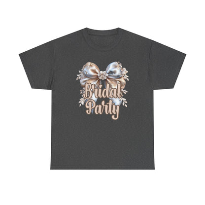Bridal Party Bow Unisex Heavy Cotton Tee, Wedding Gift, Bridal Shower Tee, Engagement Outfit, Bachelorette Party Apparel