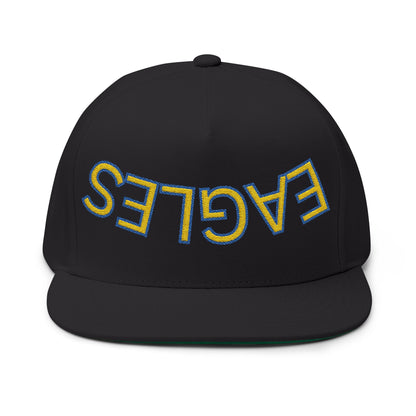 Upside down Eagles, Embroidered Flat Bill Cap, Trendy Baseball Hat, Casual Streetwear Cap, Gift for Sports Fans, Unique Headwear