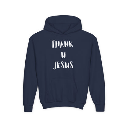 Thank you Jesus, John 3:16 Youth Heavy Blend Hooded Sweatshirt, Thank U Jesus Faith Hoodie, Christian Youth Apparel, Religious Gift for Teens, John 3:16 Inspired