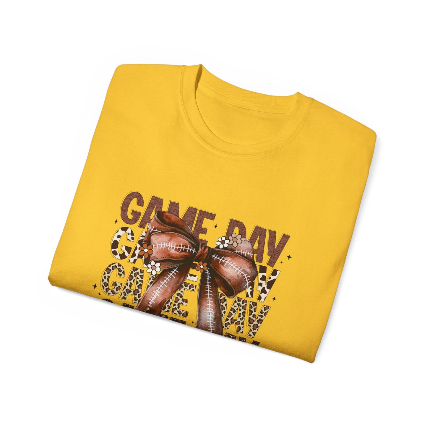 LSU Gold Day, Game Day with a Bow Football Tee, Cute Football T-Shirt, Gift for Sports Lovers, Unique Football Apparel, Casual Everyday Wear