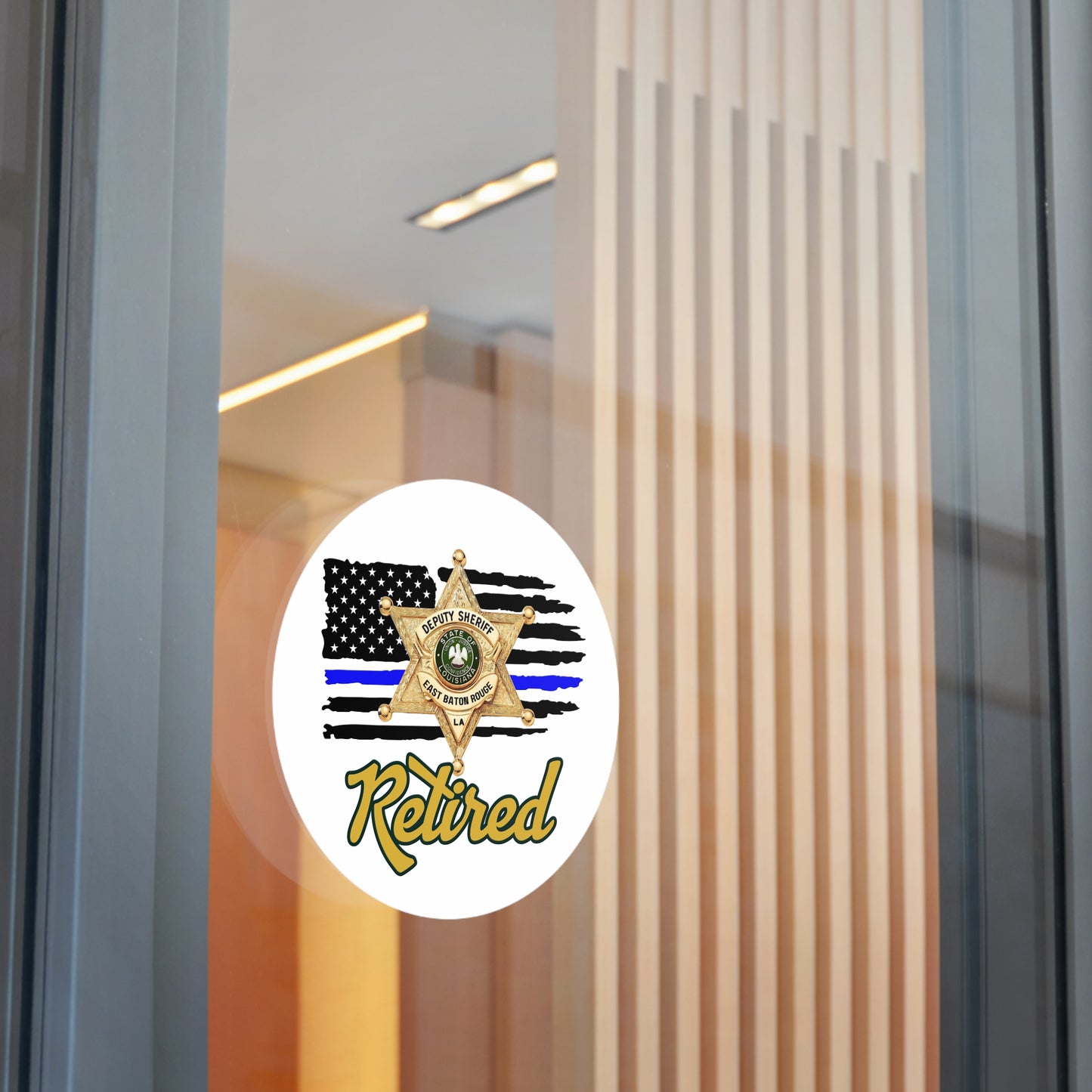 Retired Deputy Sheriff Vinyl Stickers, Police Retirement Gift, Law Enforcement Decor, Patriotic Stickers, First Responder Badge
