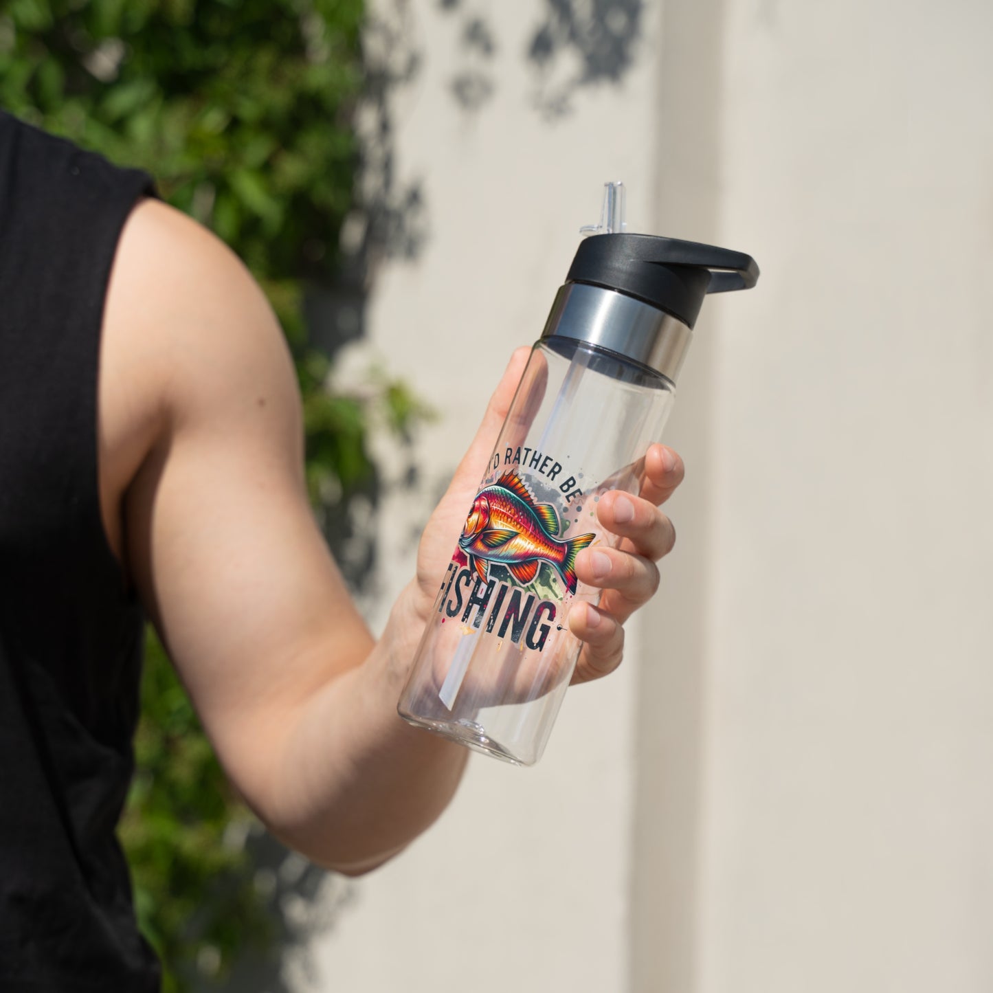 I'd Rather Be Fishing Vibes Tritan Sport Bottle - Perfect for Outdoor Enthusiasts, Hydration, Camping, Gifts for Fishermen