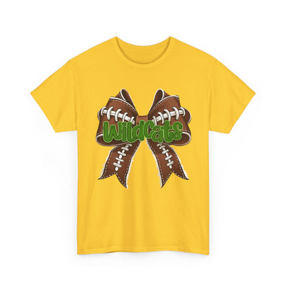 Wildcats Football Bow Unisex Heavy Cotton Tee | Sportswear, Team Spirit, Casual Wear, Gifts for Fans, Game Day Outfit