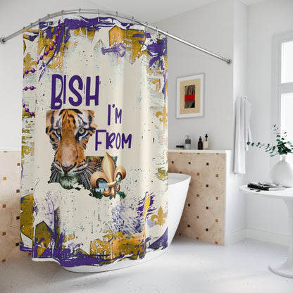 Colorful Shower Curtain with Tiger Design, I'm From Louisiana, Tiger pride in your bathroom!