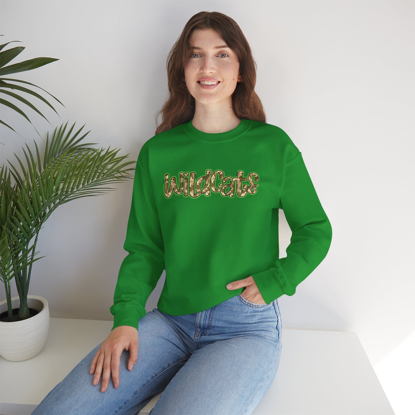 Wildcats Camo Crewneck Sweatshirt, Cozy Unisex Sweatshirt, Perfect Gift for Birthdays, Casual Wear, Wildcat Theme Apparel, Walker, La WHS, WJH