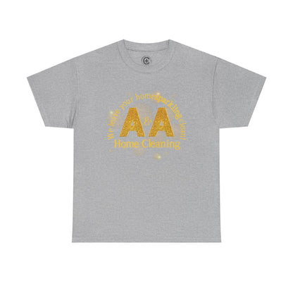 A&A Cleaning Services, Logo, Gold on Purple Crew Neck unisex tshirt, Gildan