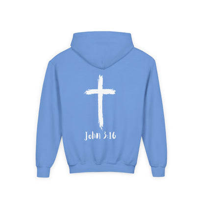 Thank you Jesus, John 3:16 Youth Heavy Blend Hooded Sweatshirt, Thank U Jesus Faith Hoodie, Christian Youth Apparel, Religious Gift for Teens, John 3:16 Inspired