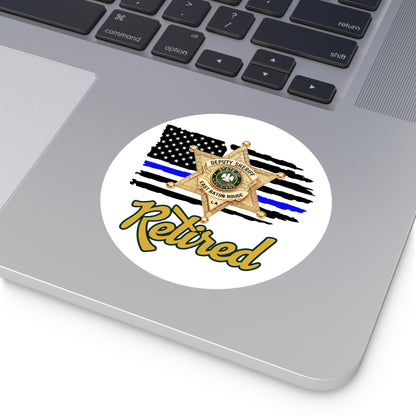 Retired Deputy Sheriff Vinyl Stickers, Police Retirement Gift, Law Enforcement Decor, Patriotic Stickers, First Responder Badge
