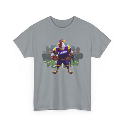 F-CAW-F Football Rooster, Purple and Gold , Sporty Unisex Heavy Cotton Tee