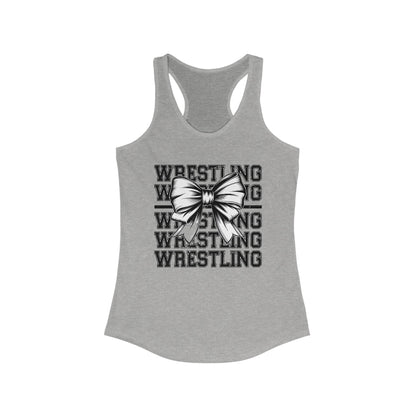 Wrestling Stacked with a bow, Women's Racerback Tank Top, Perfect for Game Day, Sports Events, Tailgating, and Everyday Wear