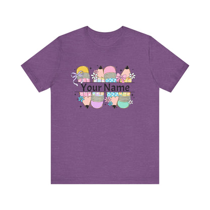 Personalized Back to School Pencil with your name design, on a bella canvas shirt